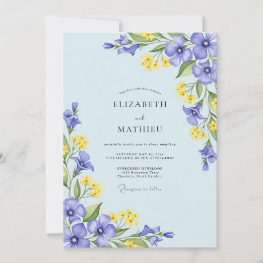 Sky Blue Airy Spring Wedding Kaart (Voorkant)