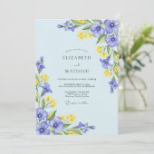 Sky Blue Airy Spring Wedding Kaart (Staand voorkant)