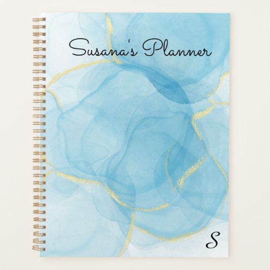 Sky Blue Alcohol Ink Art Painting Planner (Voorkant)