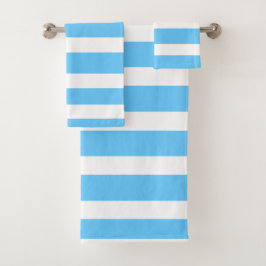 Sky Blue and White Cabana Stripes Bad Handdoek
