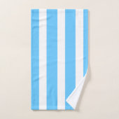 Sky Blue and White Cabana Stripes Bad Handdoek (Handdoek)