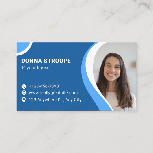 Sky Blue and White Modern Psychologist Visitekaartje (Voorkant)