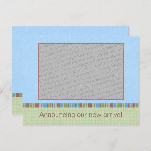 Sky Blue Announcement Briefkaart Sjabloon (Voorkant / Achterkant)