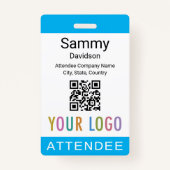 Sky Blue Attendee Badge Event Gast QR Code Logo (Voorkant)