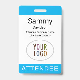 Sky Blue Attendee Badge Logo Lanyard Clip Reel