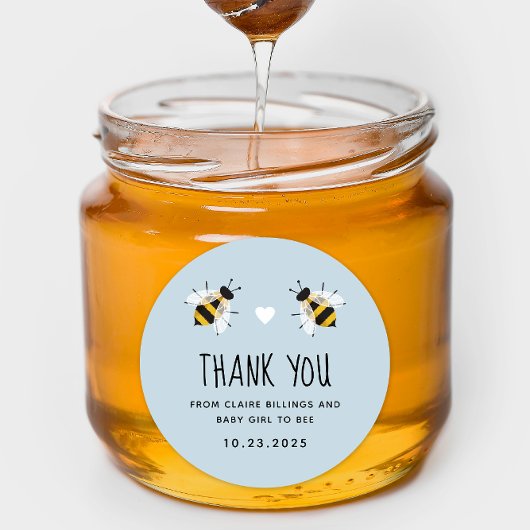 Sky Blue Baby to Bee Shower Dank u Ronde Sticker
