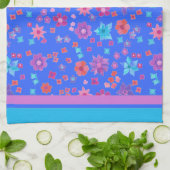 Sky Blue Background Flower-Power Kitchen Towel Theedoek (Gevouwen)
