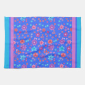 Sky Blue Background Flower-Power Kitchen Towel Theedoek (Horizontaal)