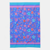 Sky Blue Background Flower-Power Kitchen Towel Theedoek (Verticaal)