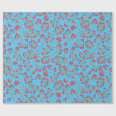 Sky Blue Background met Red Fruit Wrapping Paper Cadeaupapier (Vlak)