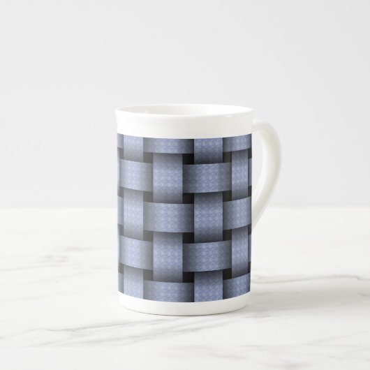 Sky Blue Basket Weave Porselein Kop (Voorkant rechts)