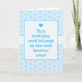 Sky Blue Best Teacher Ever Typography Birthday Kaart (Voorkant)