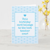 Sky Blue Best Teacher Ever Typography Birthday Kaart (Gele Bloem)