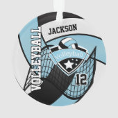 Sky Blue, Black en White Volleyball 🏐 ❤ Ornament (achterkant)