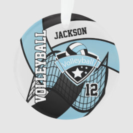 Sky Blue, Black en White Volleyball 🏐 ❤ Ornament