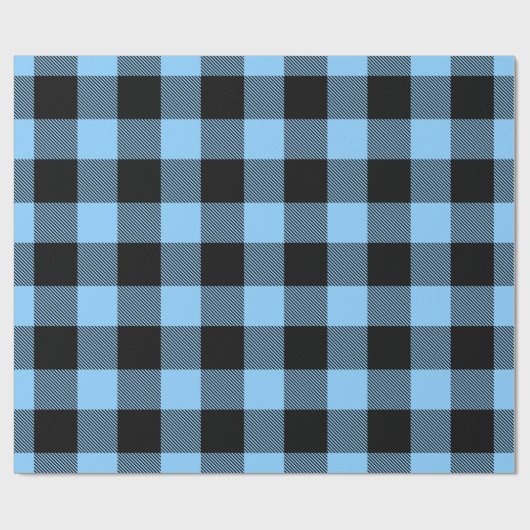 Sky Blue Black Huge Buffalo Pset Lumberjk Tartan Cadeaupapier (Vlak)