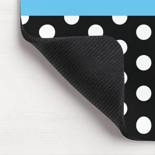 Sky Blue Black White Polka Dot Monogram Muismat (Hoek)