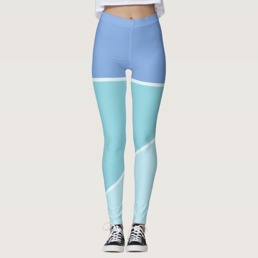 Sky Blue & blauwgroen stijlvolle gradiënt monochro Leggings (Voorkant)