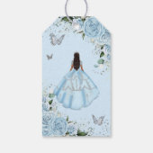 Sky Blue Bloemen Prinses Jurk Zilver Quinceañera Cadeaulabel (Achterkant)
