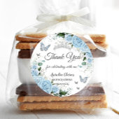 Sky Blue Bloemen Prinses Jurk Zilver Quinceañera Ronde Sticker