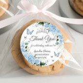 Sky Blue Bloemen Prinses Jurk Zilver Quinceañera Ronde Sticker