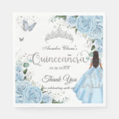 Sky Blue Bloemen Prinses Jurk Zilver Quinceañera Servet (Voorkant)