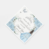 Sky Blue Bloemen Prinses Jurk Zilver Quinceañera Servet (Hoek)