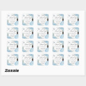 Sky Blue Bloemen Prinses Jurk Zilver Quinceañera Vierkante Sticker (Vel)