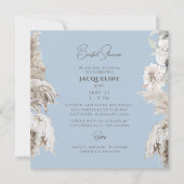 Sky Blue Boho White Floral Square Vrijgezellenfees Kaart (Voorkant)