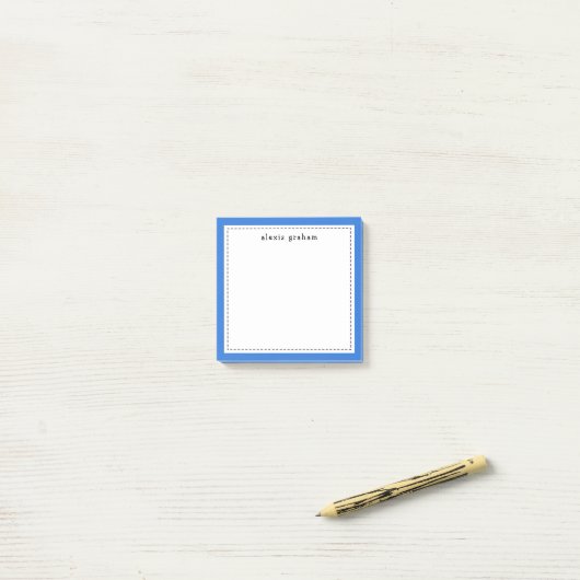 Sky Blue Border Add Name Personalized Post-it® Notes (Op bureau)