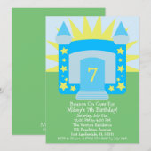 Sky Blue Bounce on Over Moon Bounce Birthday Party Kaart (Voorkant / Achterkant)