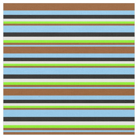 Sky Blue, Brown, Chartreuse, Mint Cream & Black Stof (Close Up)