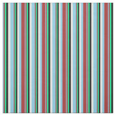 Sky Blue, Brown, Green, Black & White Pattern Stof (Swatch)