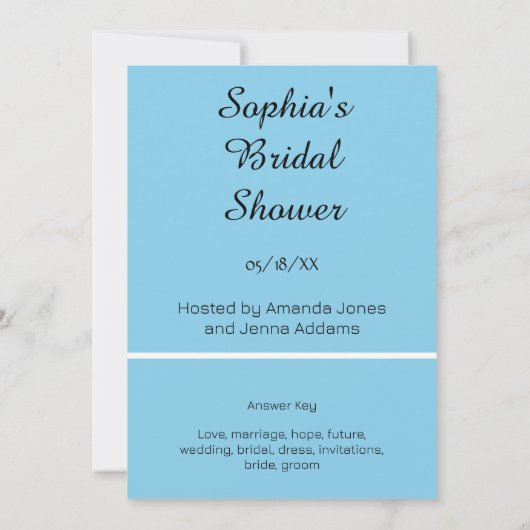 Sky Blue Bruids Word Scramble spel Kaart (Achterkant)