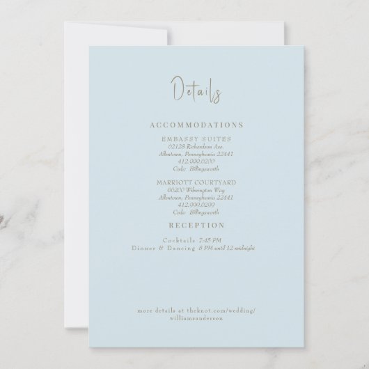 Sky Blue Bruiloft Details II Behuizing Kaart (Voorkant)