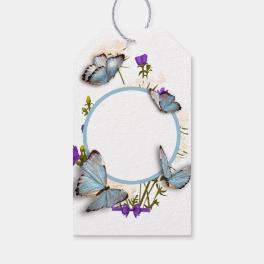 Sky Blue Butterflies Cadeau Custom Label Cadeaulabel (Achterkant)