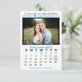 Sky Blue Calendar & Photo Wedding Save Our Date Kaart (Staand voorkant)