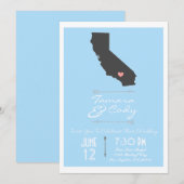 Sky Blue California Wedding Invitation Kaart (Voorkant / Achterkant)