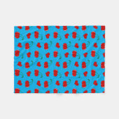 Sky blue cherry hearts fleece deken (Voorkant (Horizontaal))