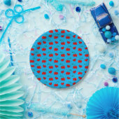 Sky blue cherry hearts papieren bordje (Feest)