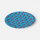 Sky blue cherry hearts papieren bordje (Gekanteld)