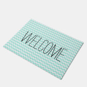 Sky Blue Chevron Modern Welcome Doormat Deurmat (Schuin)