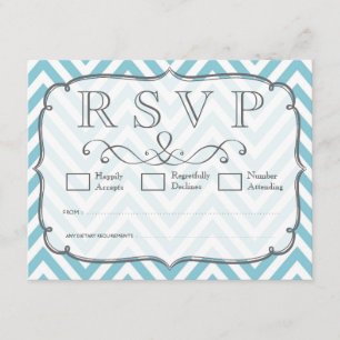 Sky Blue Chevron Wedding RSVP-kaarten RSVP Kaartje