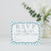  Sky Blue Chevron Wedding RSVP-kaarten RSVP Kaartje (Staand voorkant)