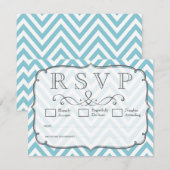  Sky Blue Chevron Wedding RSVP-kaarten RSVP Kaartje (Voorkant / Achterkant)