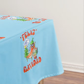 Sky Blue Chili Feliz Navidad Pattern Tafelkleed (Voorbeeld)