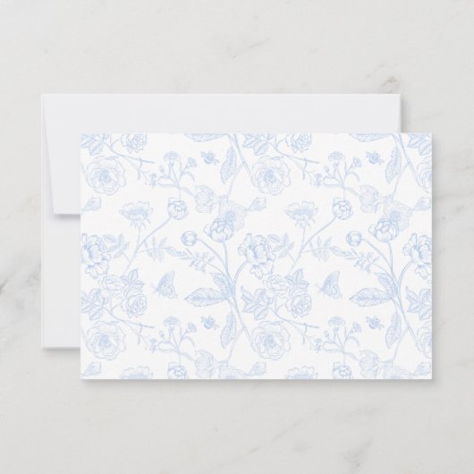 Sky Blue Chinoiserie Bruiloft QR Code RSVP Kaartje (Achterkant)