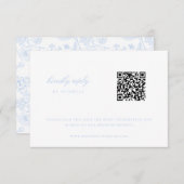 Sky Blue Chinoiserie Bruiloft QR Code RSVP Kaartje (Voorkant / Achterkant)