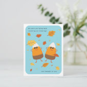 Sky Blue | Chocolate Candy Corn Duo | Thanksgiving Feestdagenkaart (Staand voorkant)