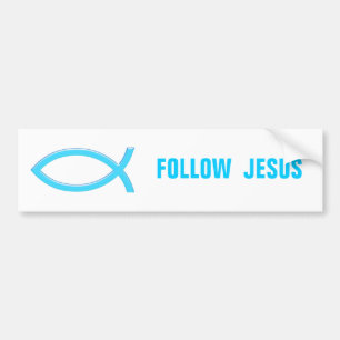 Sky Blue Christelijk Fish Volg Jezus Bumpersticker